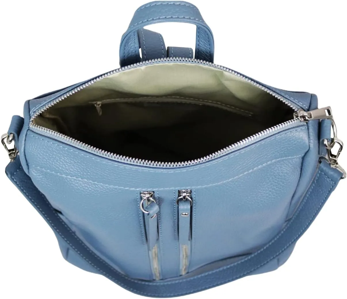 Alya Backpack, Genuine Leather Made in Italy (Light Blue)