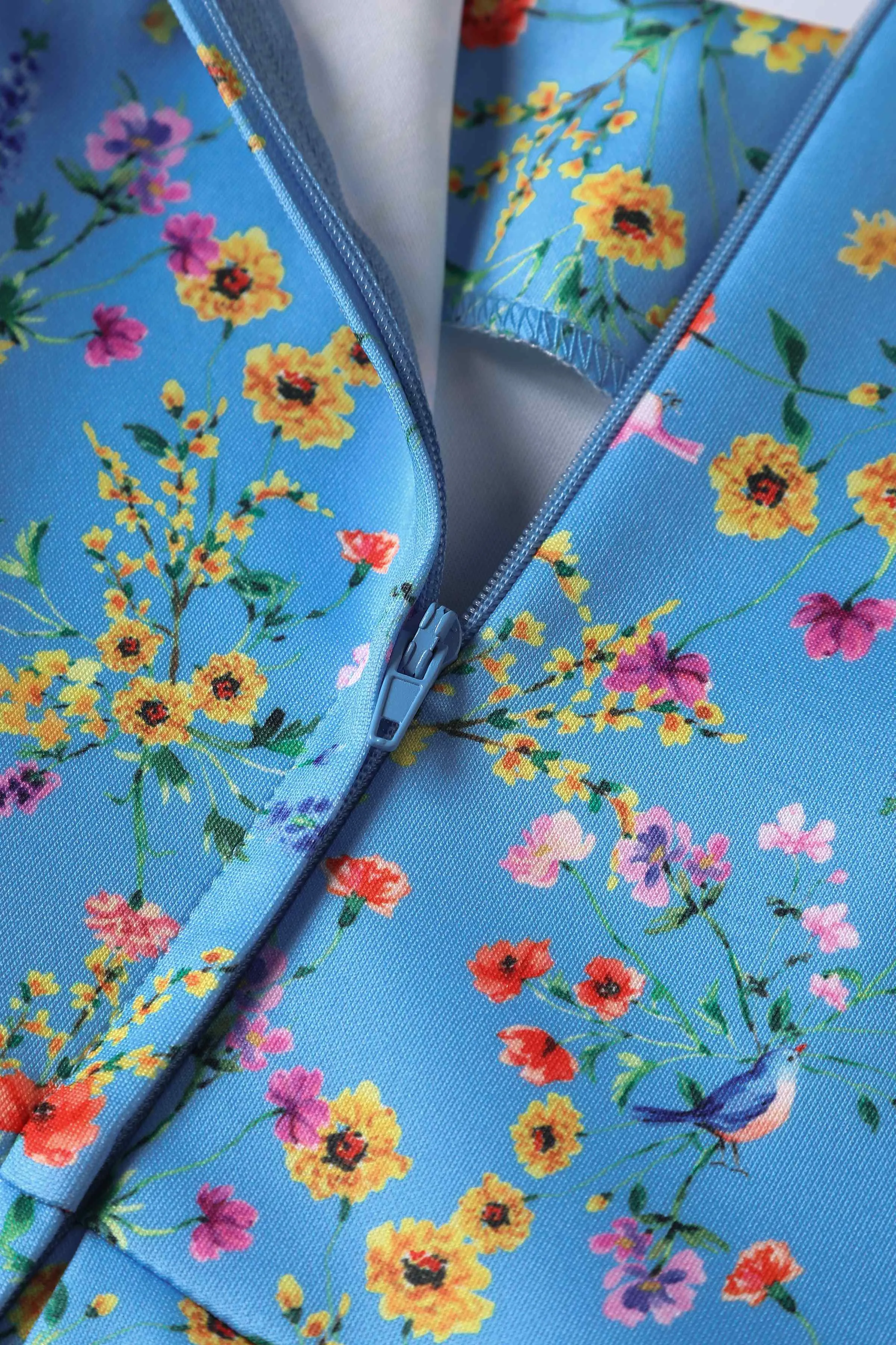 Amanda Blue Floral Flared Dress