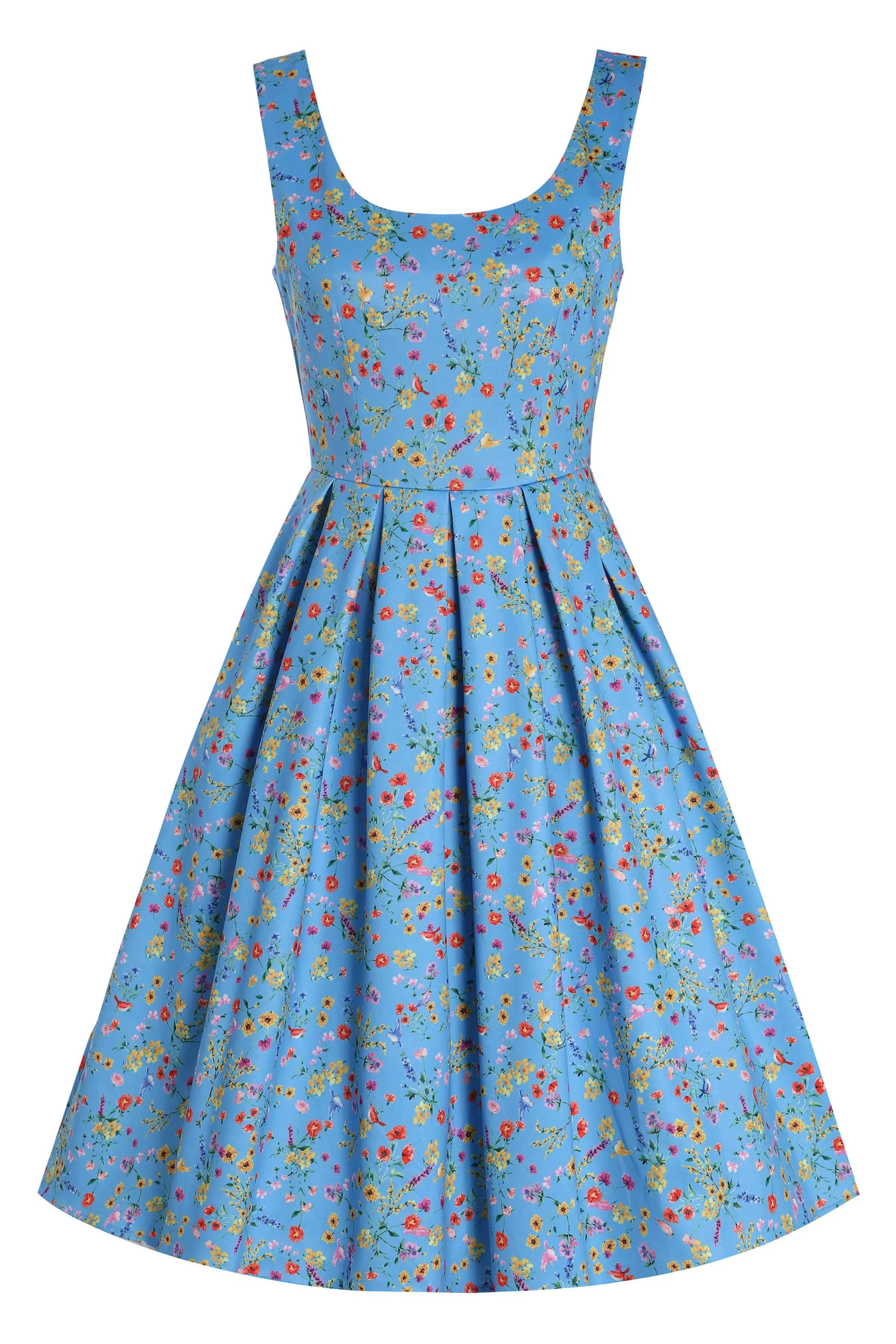 Amanda Blue Floral Flared Dress