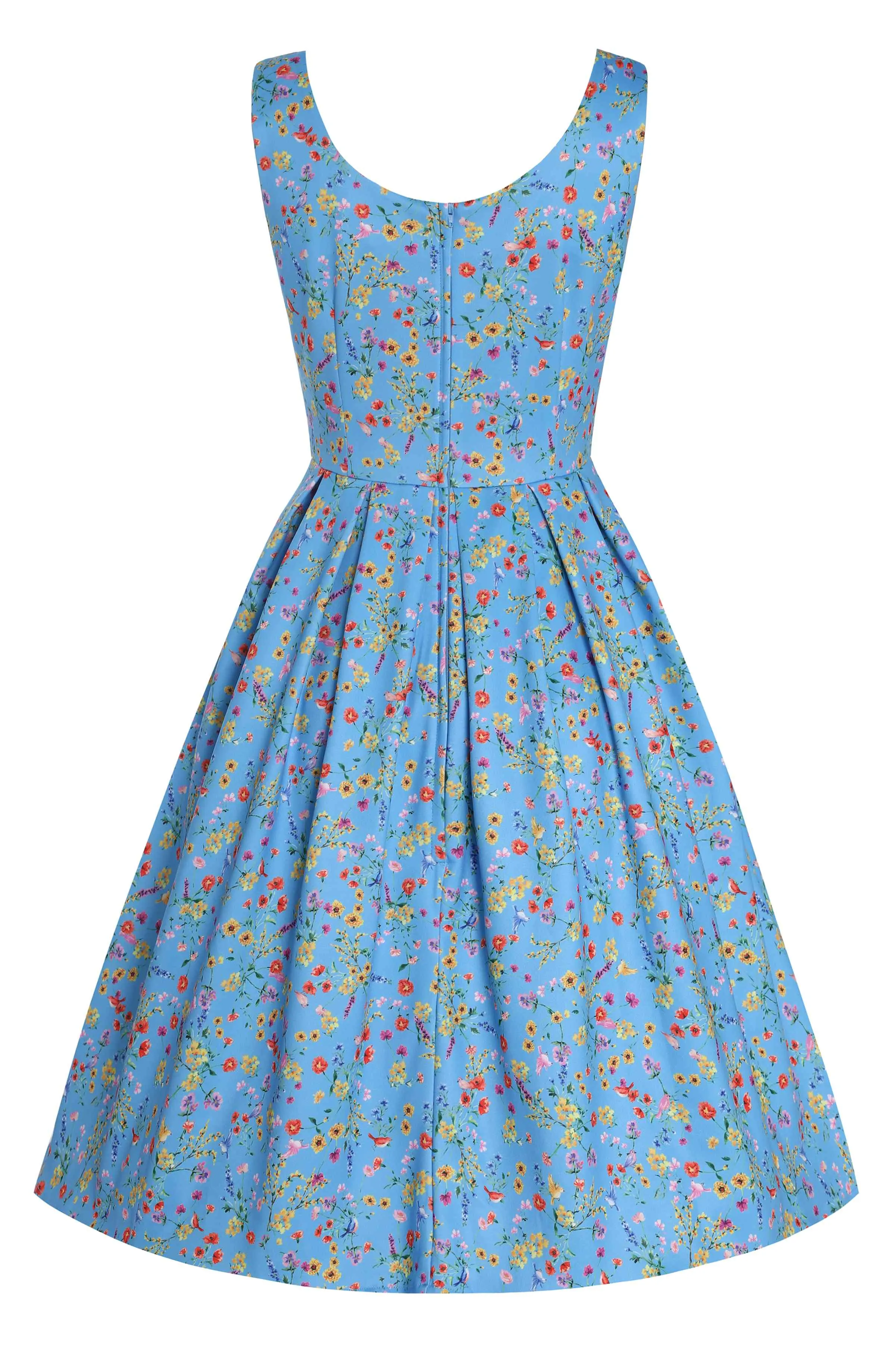 Amanda Blue Floral Flared Dress