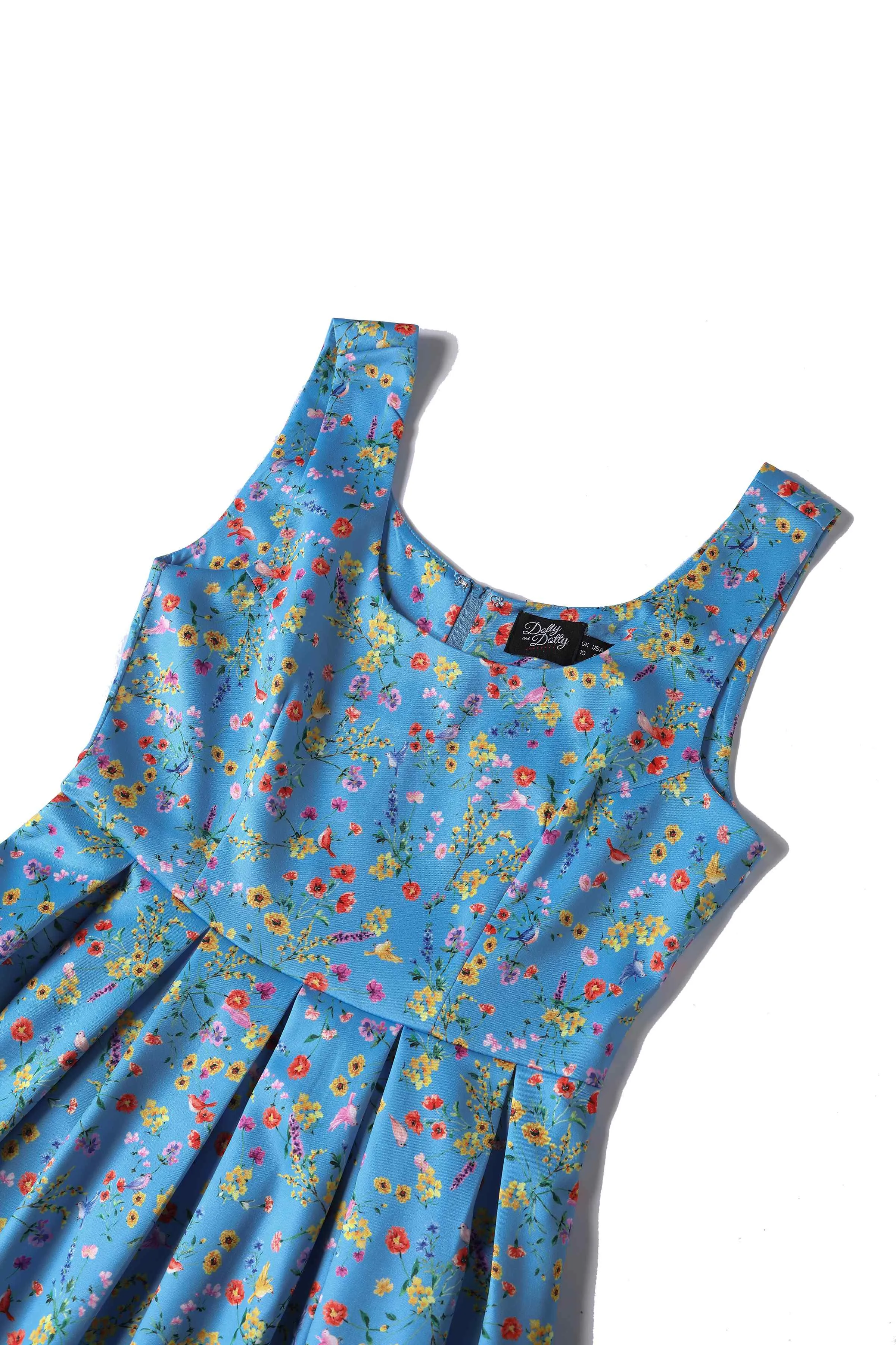 Amanda Blue Floral Flared Dress