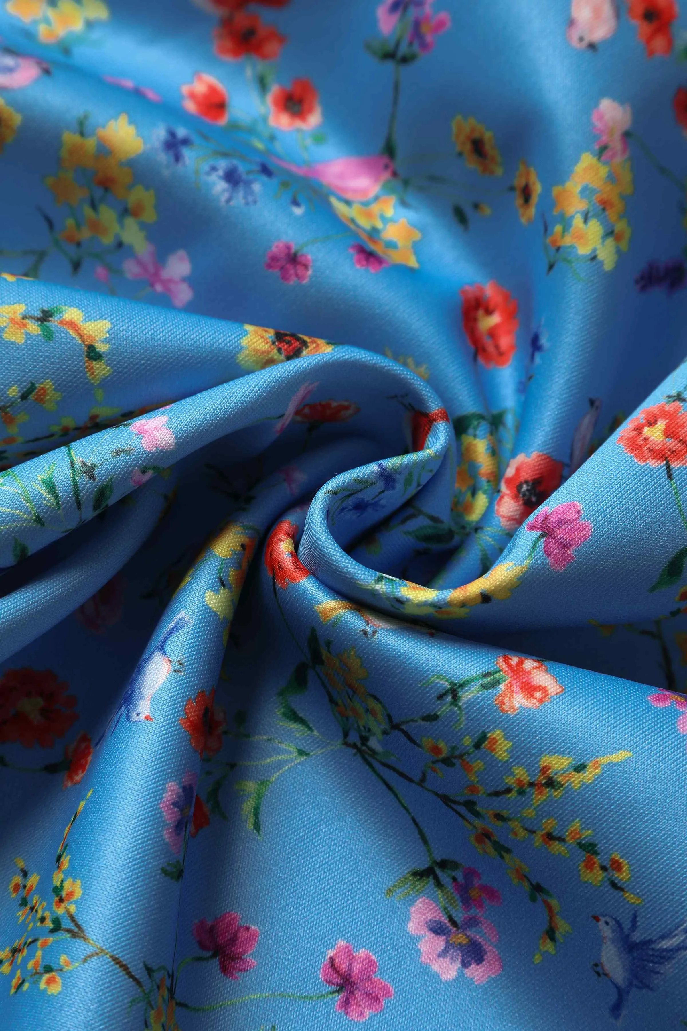 Amanda Blue Floral Flared Dress