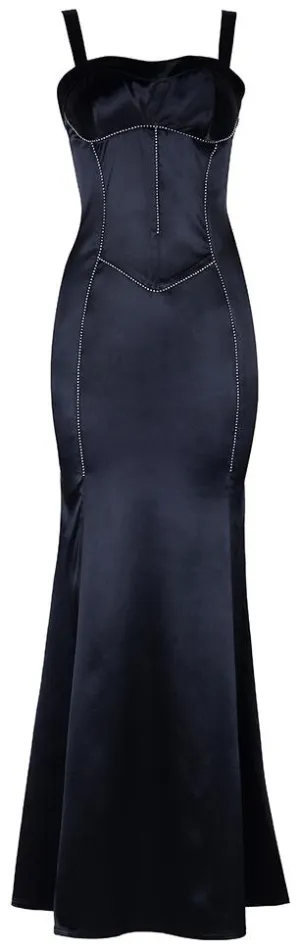 Black Satin Stretch Gown