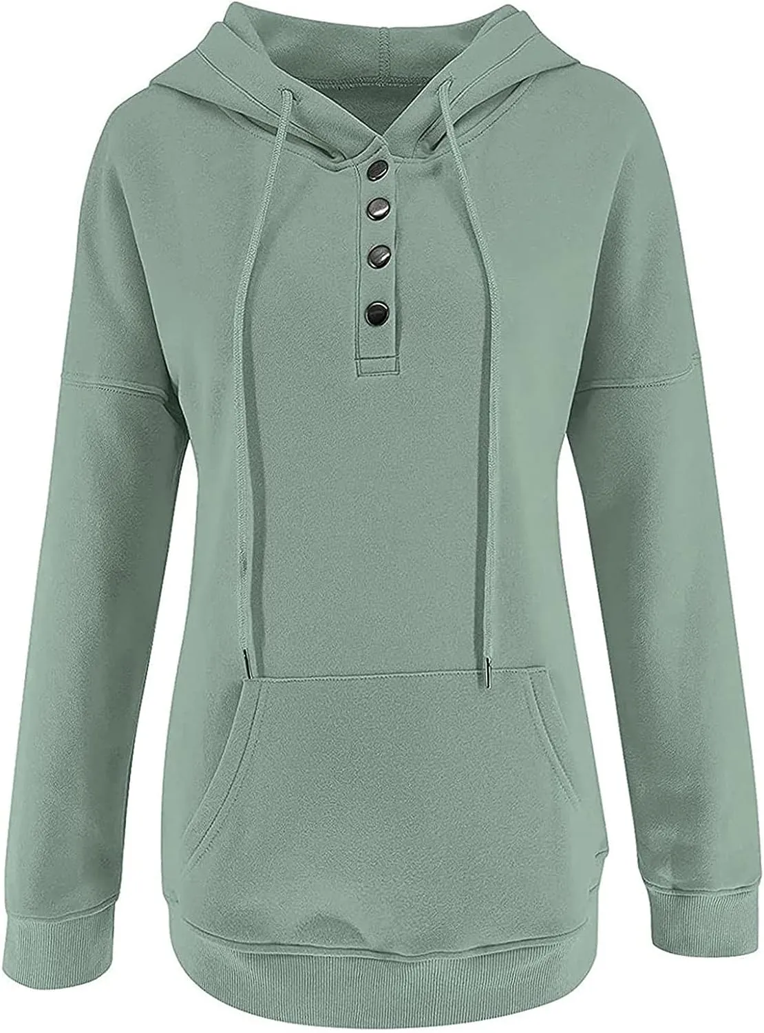 Ceboyel Women Cute Hoodies 2023 Button Collar Pullover Tops Drawstring Long Sleeve Sweatshirts Trendy Teen Girls Clothing