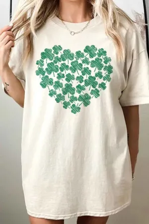 Clover Heart St Patricks Oversized Tee