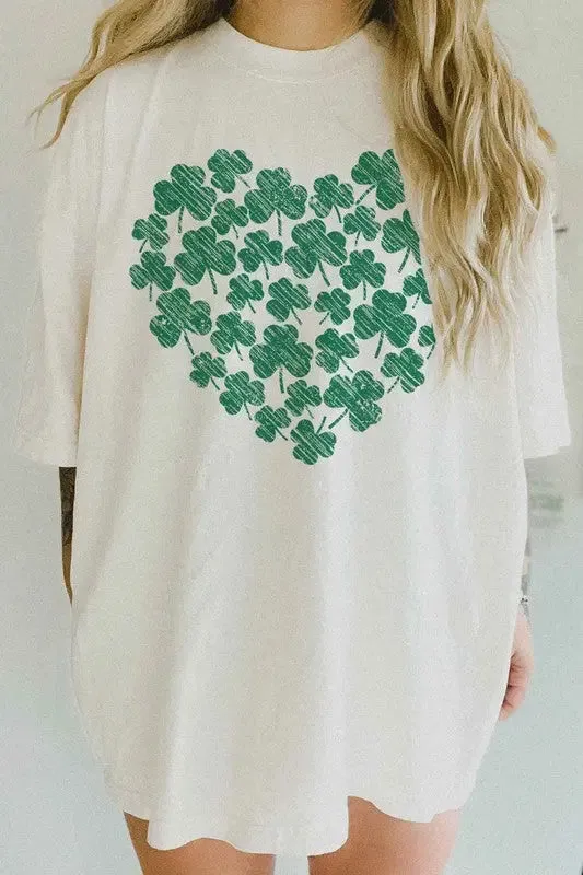 Clover Heart St Patricks Oversized Tee