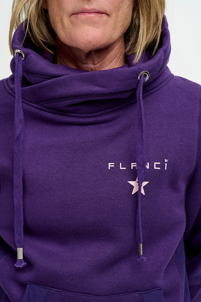 Cross Neck Hoodie | Dark Purple