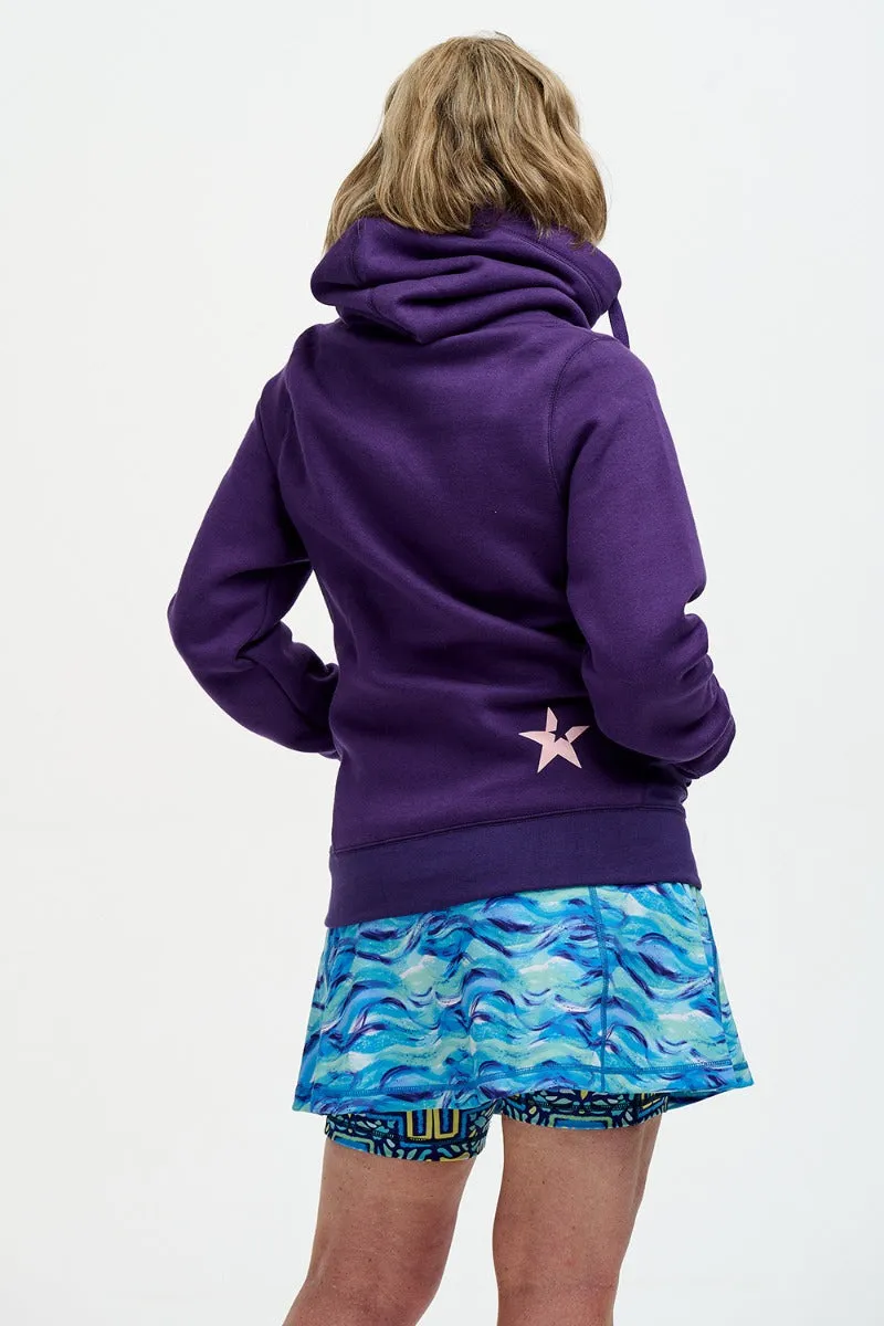 Cross Neck Hoodie | Dark Purple
