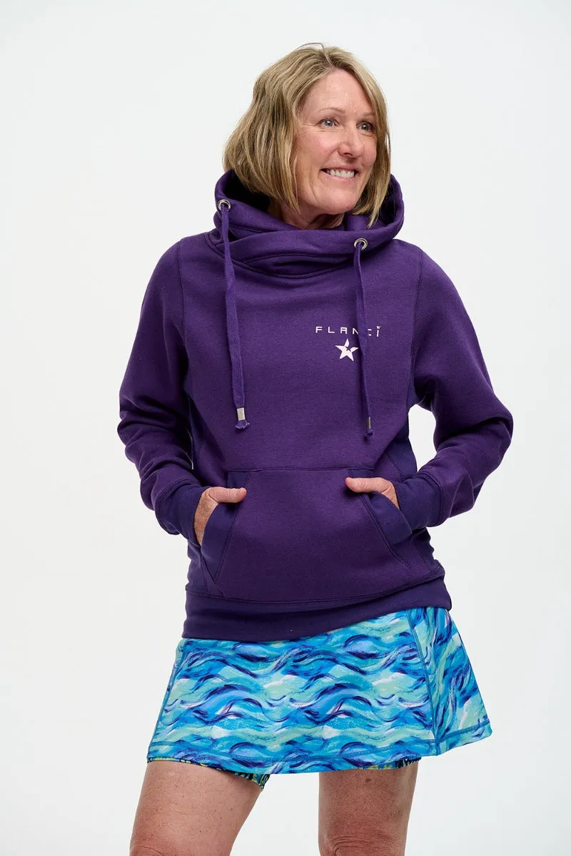 Cross Neck Hoodie | Dark Purple