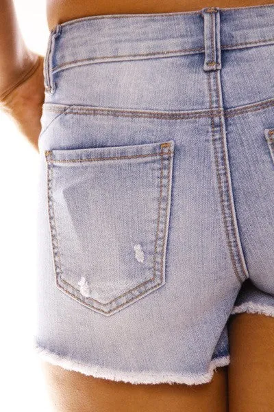 Distressed Denim Shorts