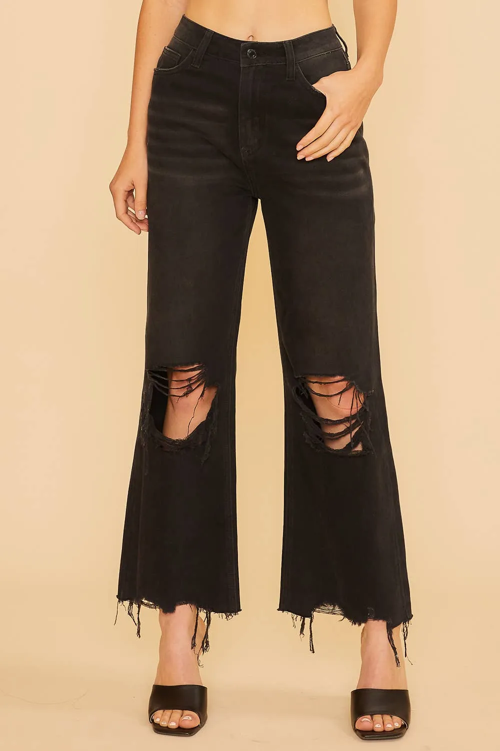 DISTRESSED LIGHT WEIGHT DENIM STRAIGHT JEAN _ AP0033: M / OLIVE