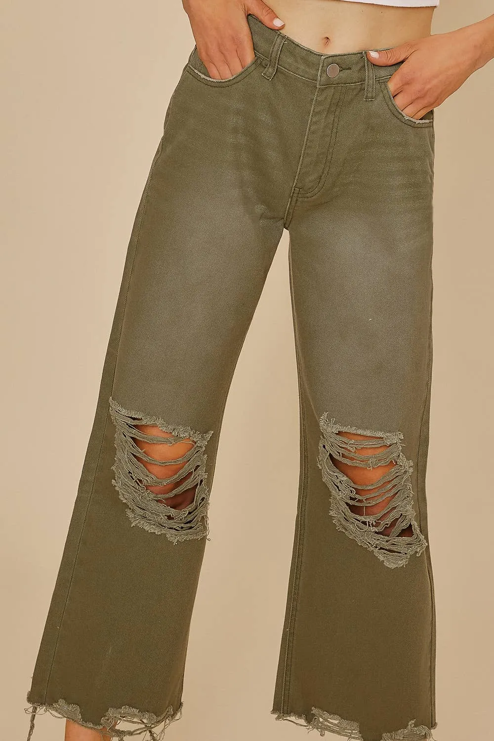 DISTRESSED LIGHT WEIGHT DENIM STRAIGHT JEAN _ SKU AP0033