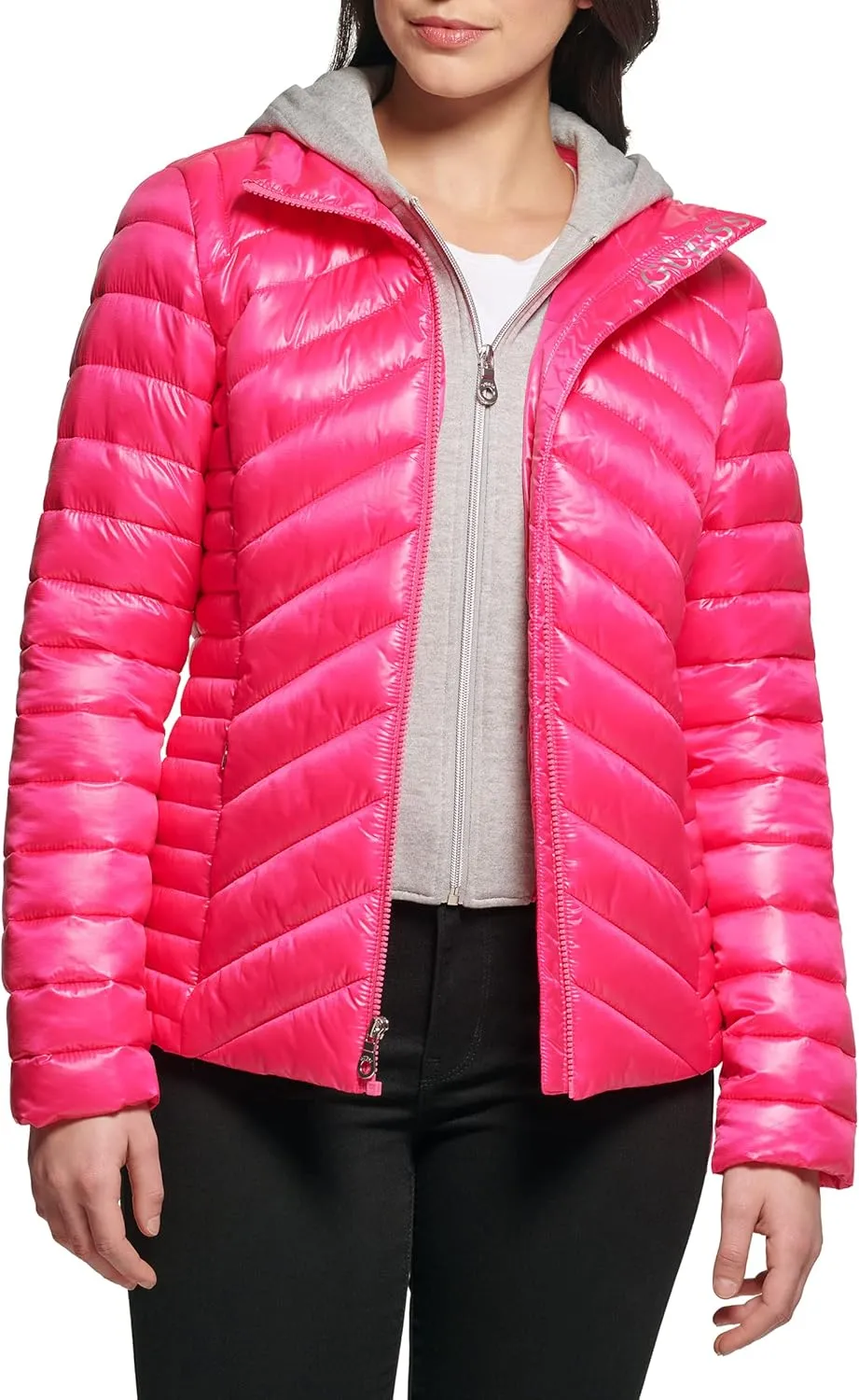 GUESS Women's Light Packable Jacket Quilted, Transitional Puffer
