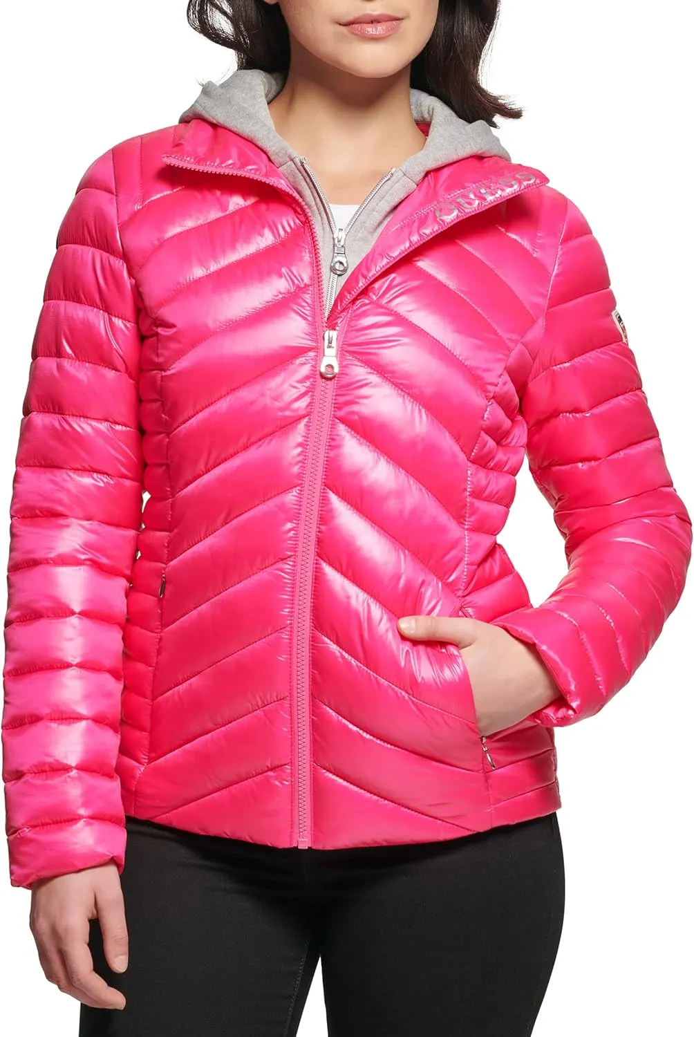 GUESS Women's Light Packable Jacket Quilted, Transitional Puffer