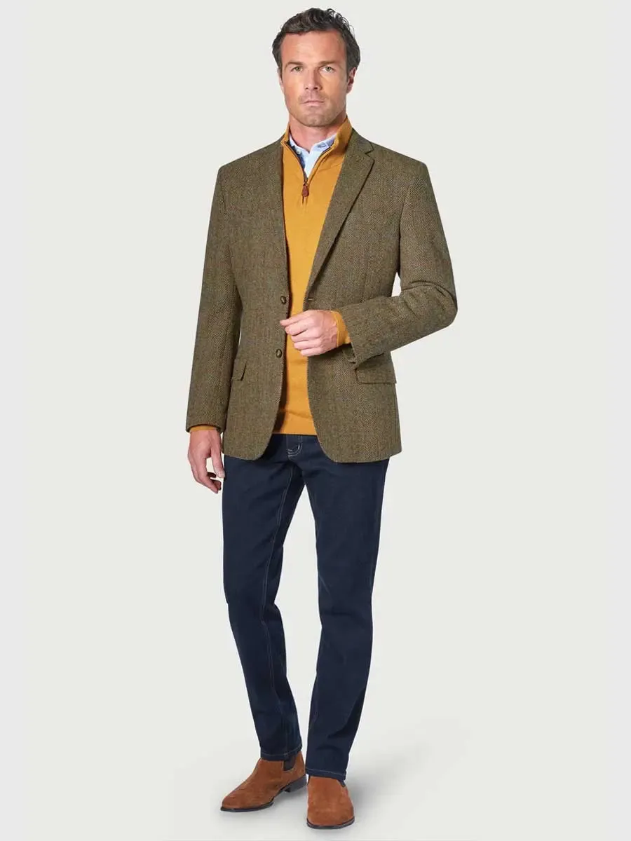Mens Olive Green Check Harris Tweed Stromay Jacket