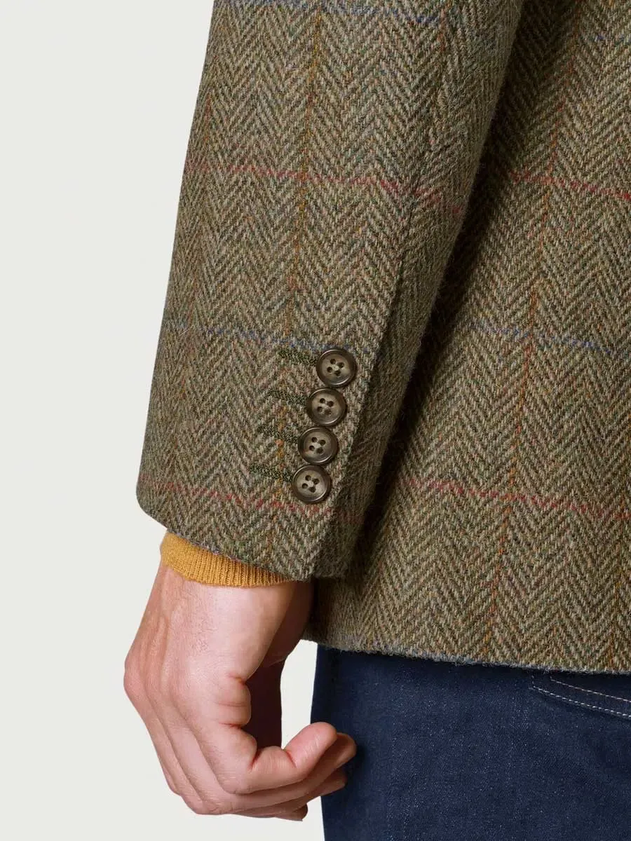Mens Olive Green Check Harris Tweed Stromay Jacket