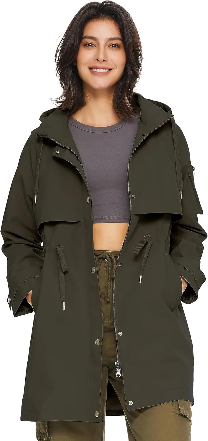 Orolay Women's Long Windbreaker Hooded Light Jacket Active Outdoor Anoraks