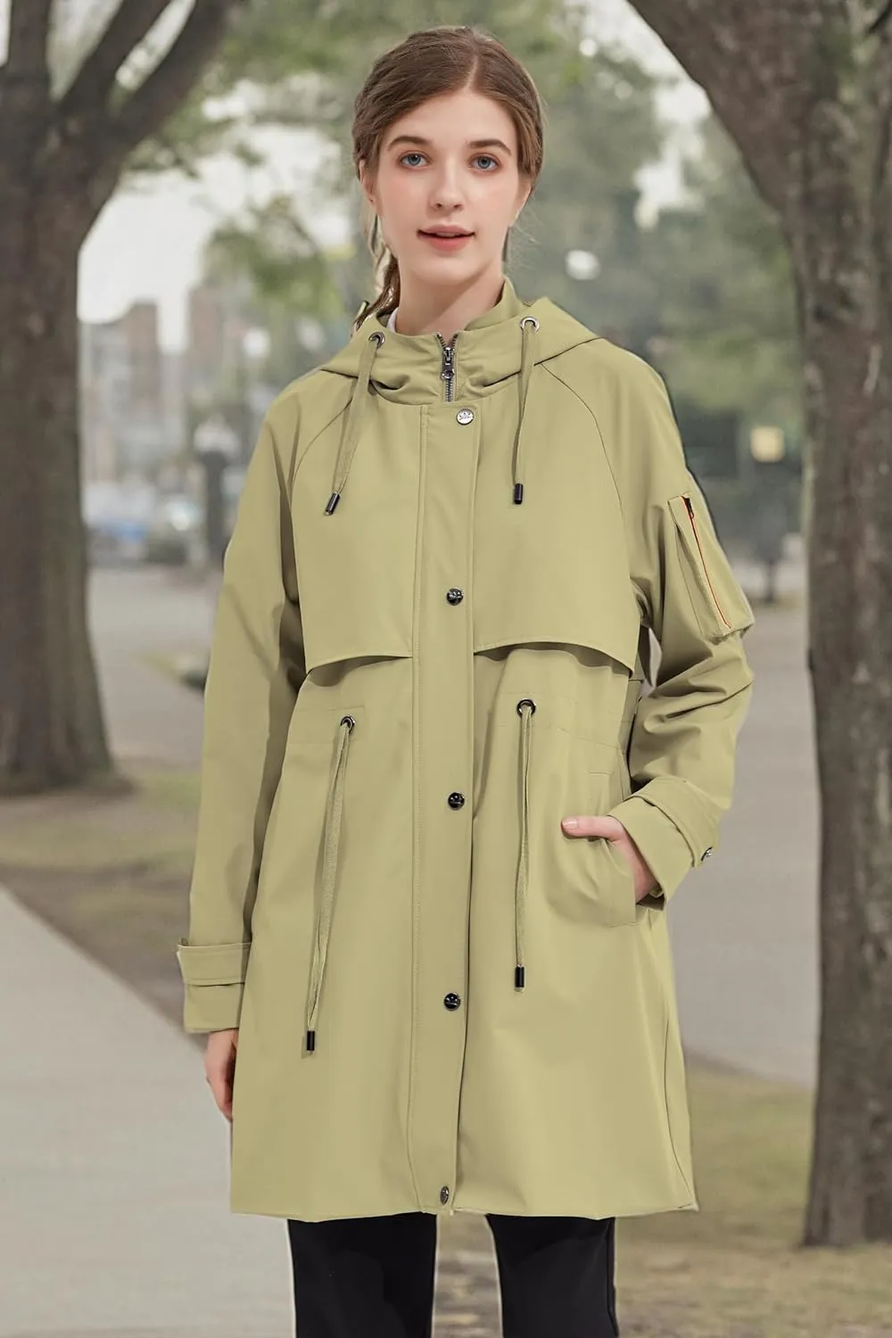 Orolay Women's Long Windbreaker Hooded Light Jacket Active Outdoor Anoraks