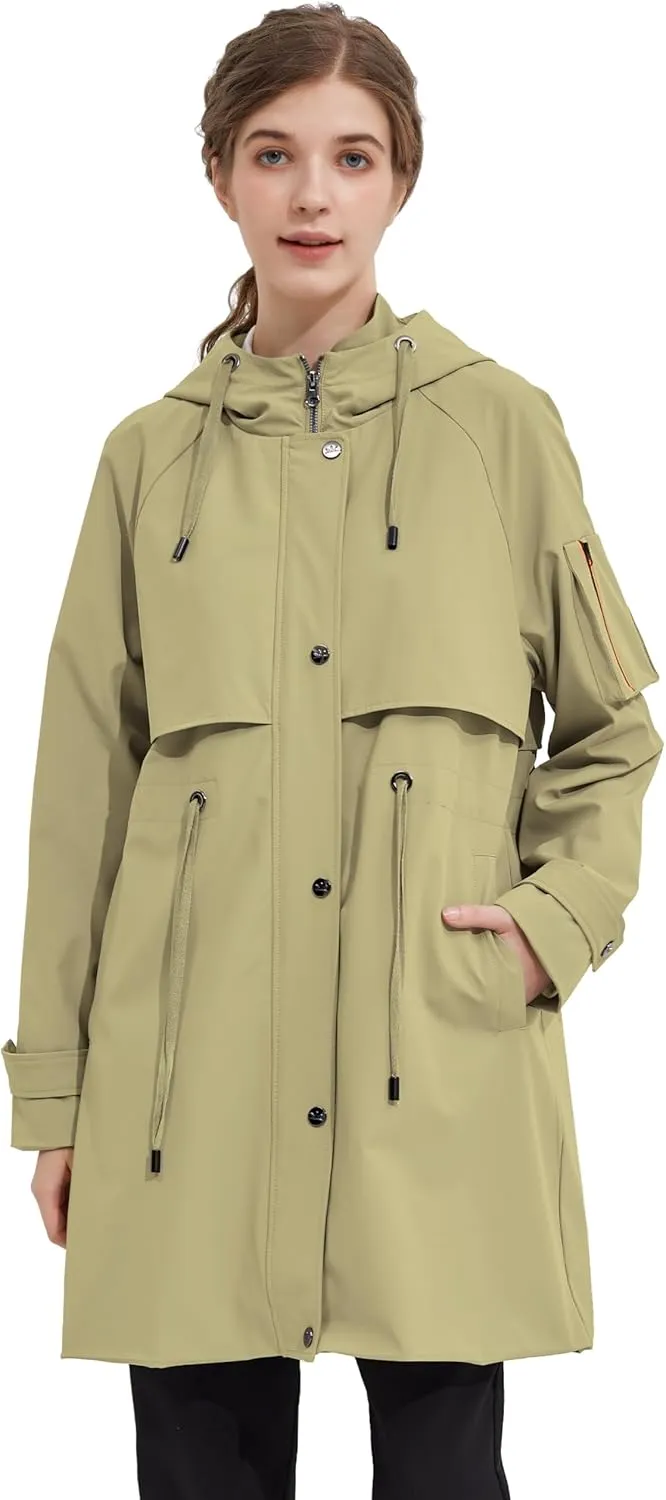Orolay Women's Long Windbreaker Hooded Light Jacket Active Outdoor Anoraks