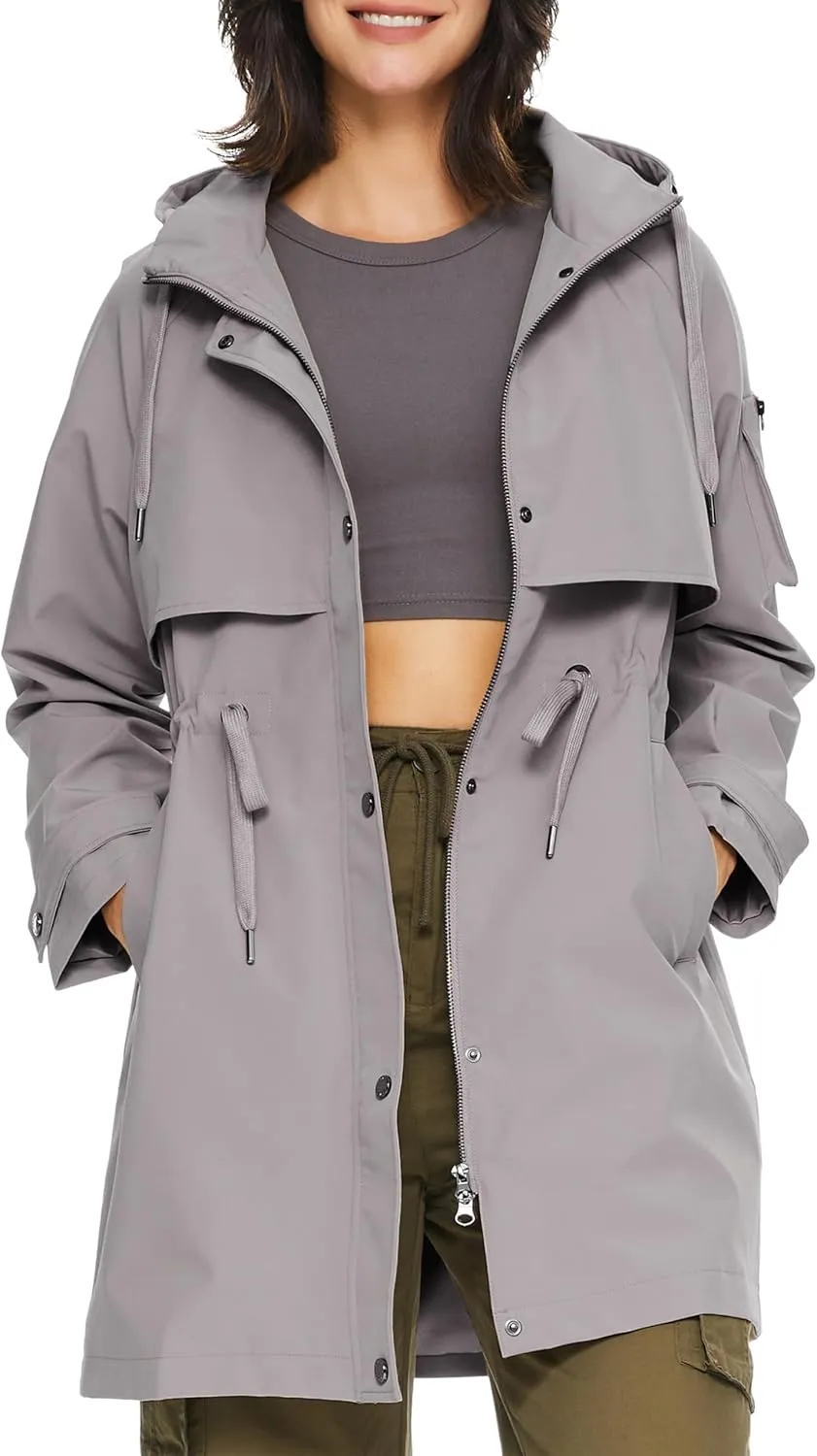 Orolay Women's Long Windbreaker Hooded Light Jacket Active Outdoor Anoraks