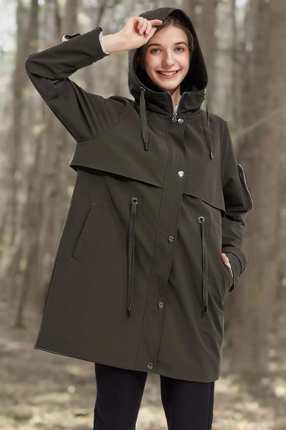 Orolay Women's Long Windbreaker Hooded Light Jacket Active Outdoor Anoraks