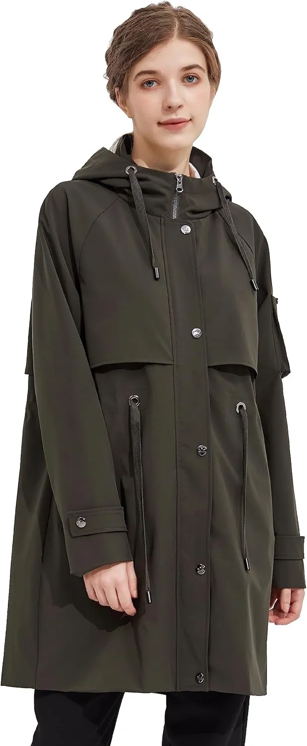Orolay Women's Long Windbreaker Hooded Light Jacket Active Outdoor Anoraks