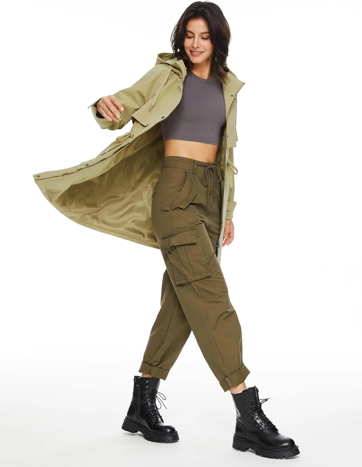 Orolay Women's Long Windbreaker Hooded Light Jacket Active Outdoor Anoraks