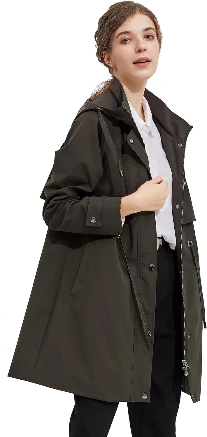 Orolay Women's Long Windbreaker Hooded Light Jacket Active Outdoor Anoraks