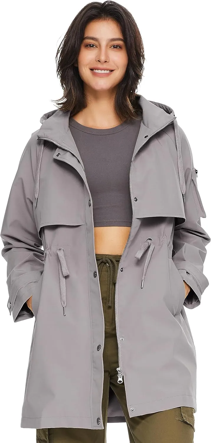 Orolay Women's Long Windbreaker Hooded Light Jacket Active Outdoor Anoraks