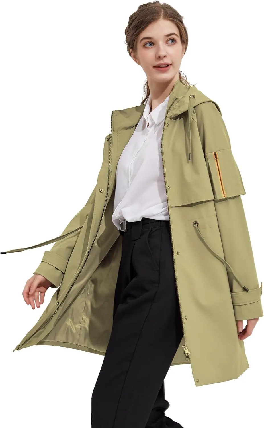 Orolay Women's Long Windbreaker Hooded Light Jacket Active Outdoor Anoraks