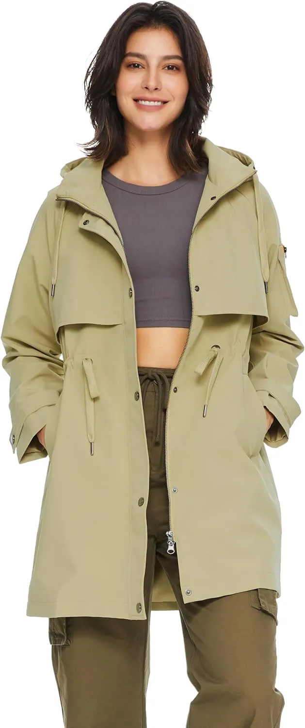 Orolay Women's Long Windbreaker Hooded Light Jacket Active Outdoor Anoraks