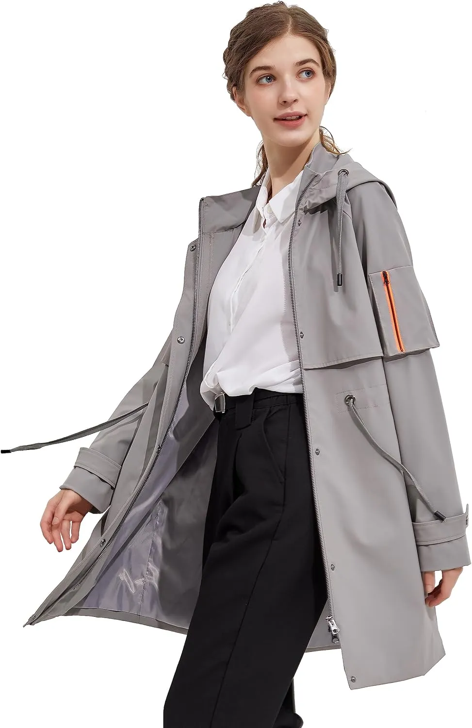Orolay Women's Long Windbreaker Hooded Light Jacket Active Outdoor Anoraks