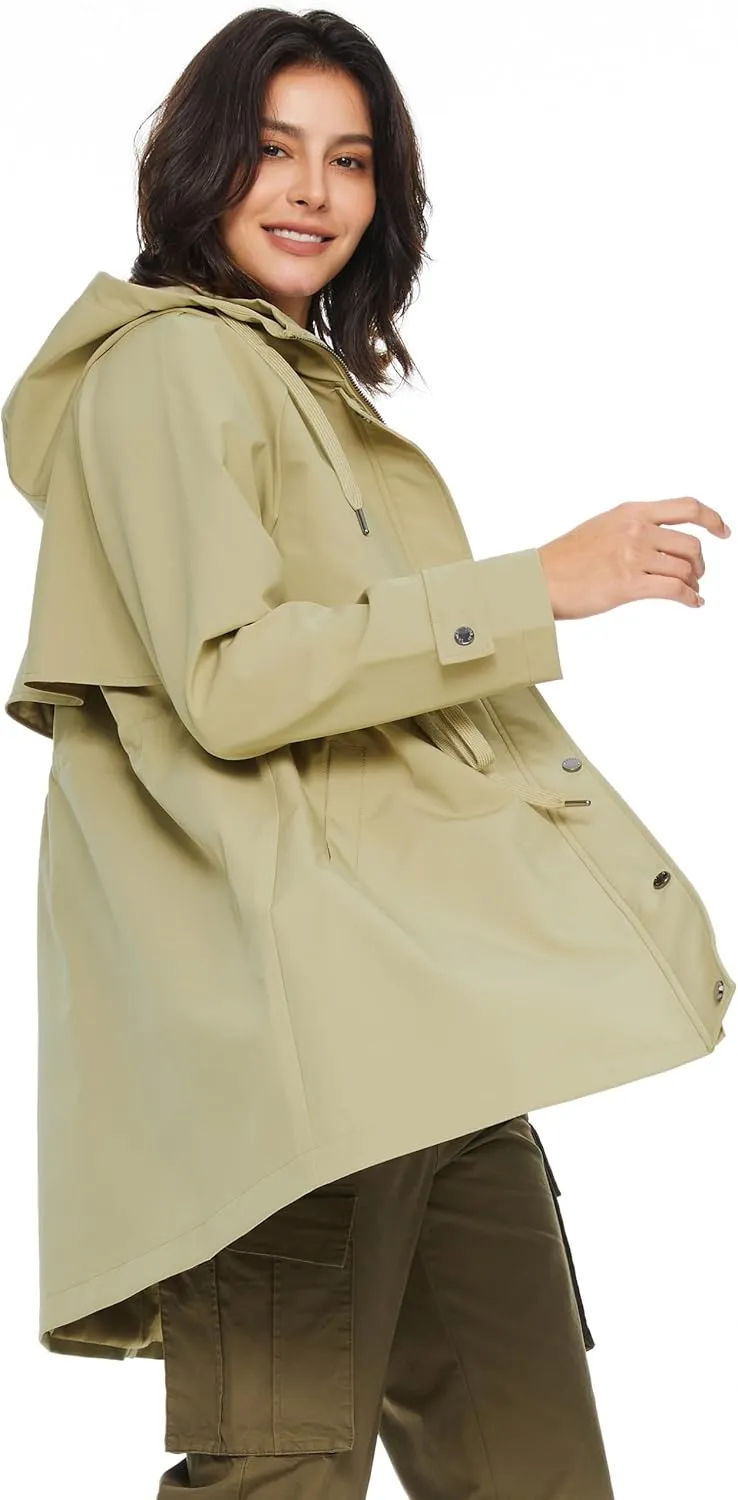Orolay Women's Long Windbreaker Hooded Light Jacket Active Outdoor Anoraks