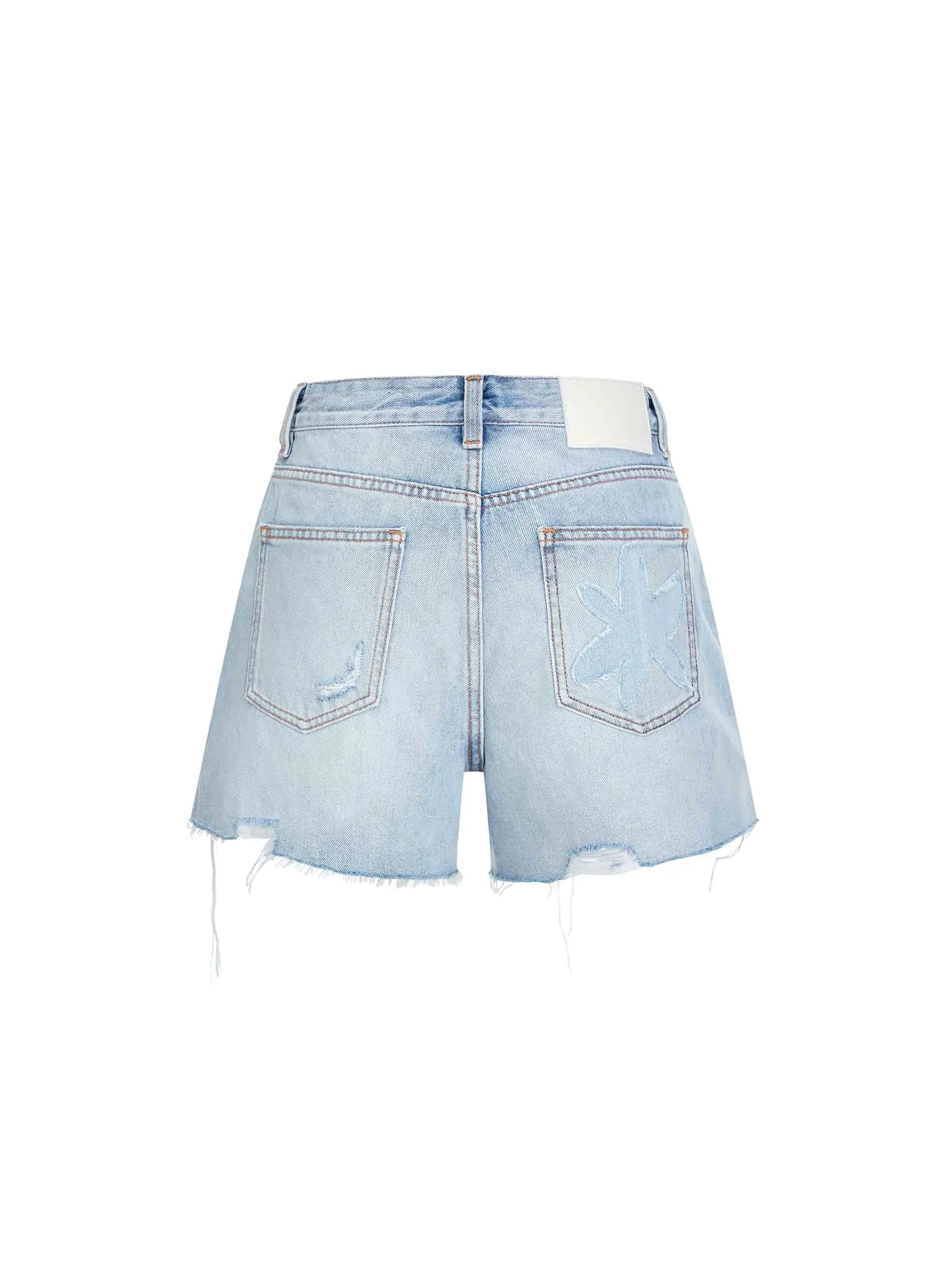 Ripped Detail Cotton Shorts