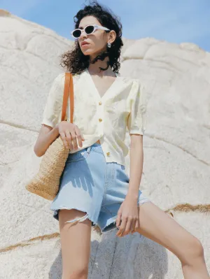 Ripped Detail Cotton Shorts