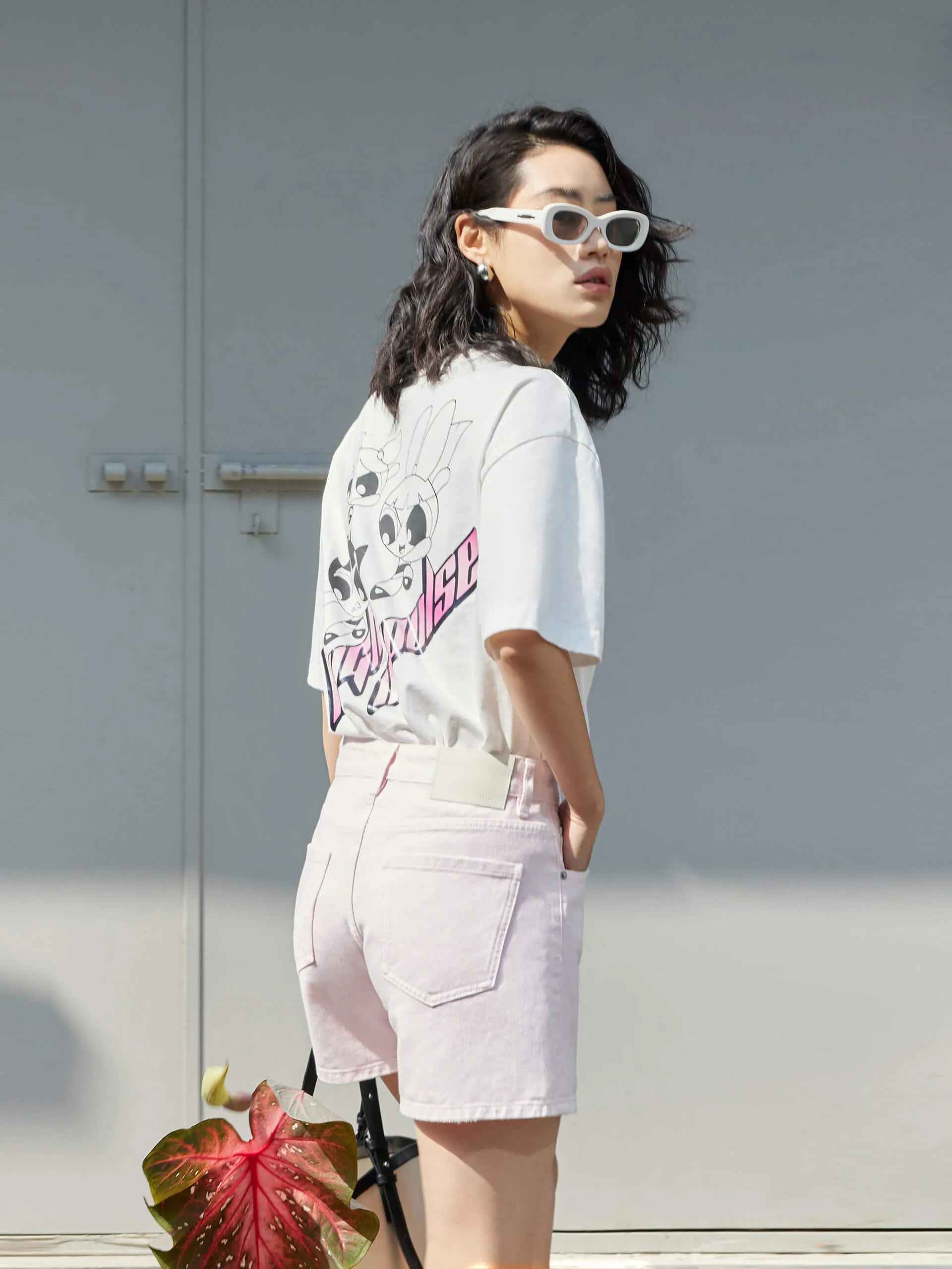 Ripped Details Cotton Denim Shorts