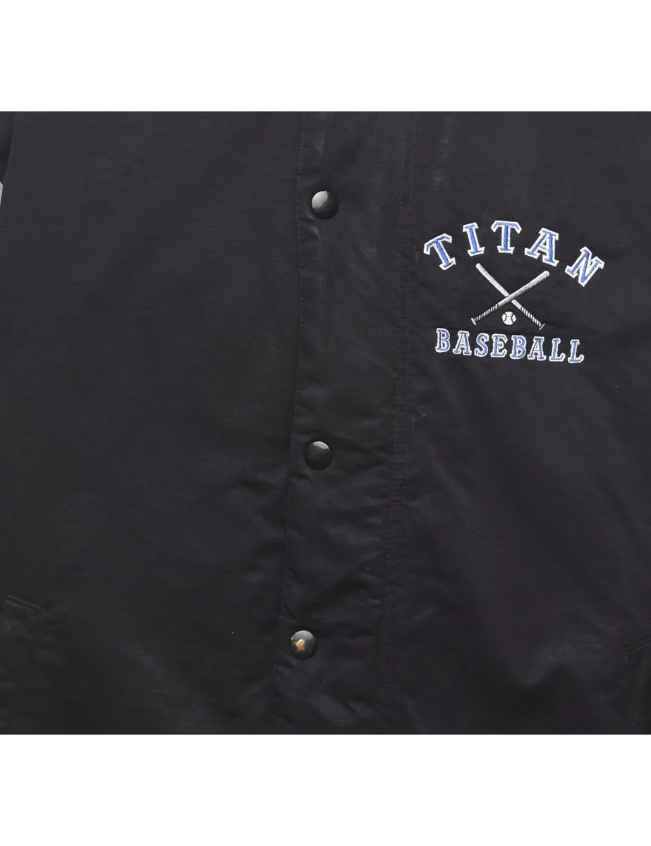 Russell Athletic Baseball Design Embroidered Black & Grey Bomber Jacket - L
