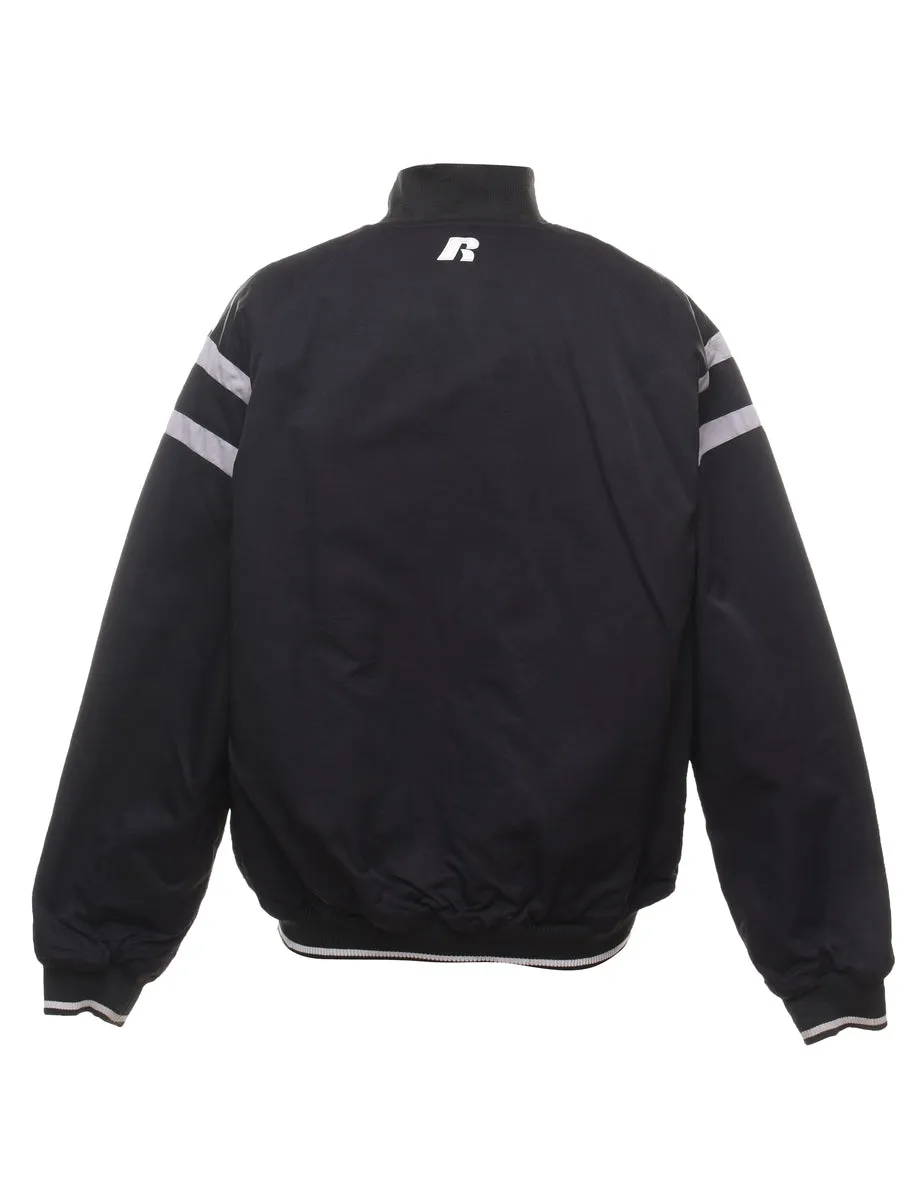 Russell Athletic Baseball Design Embroidered Black & Grey Bomber Jacket - L