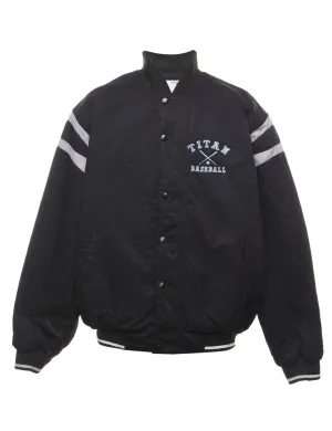 Russell Athletic Baseball Design Embroidered Black & Grey Bomber Jacket - L