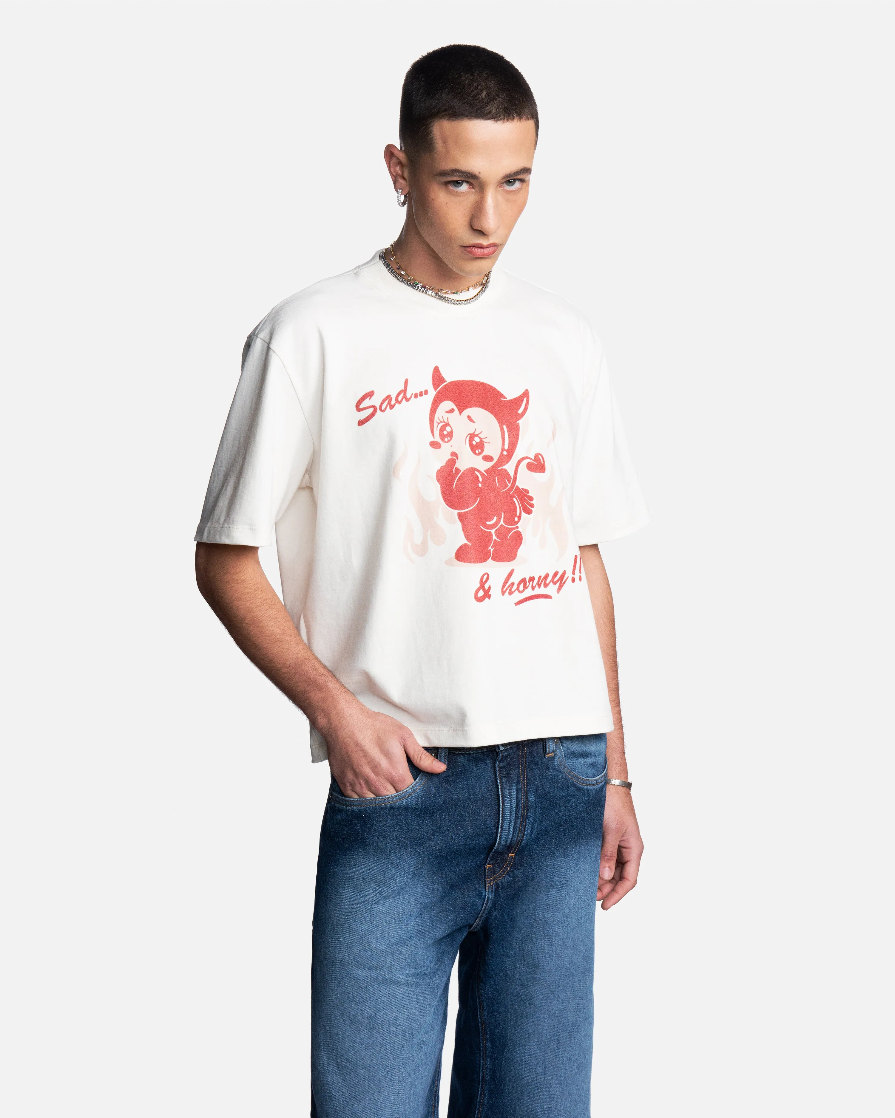 T-shirt Cropped Sad & Horny