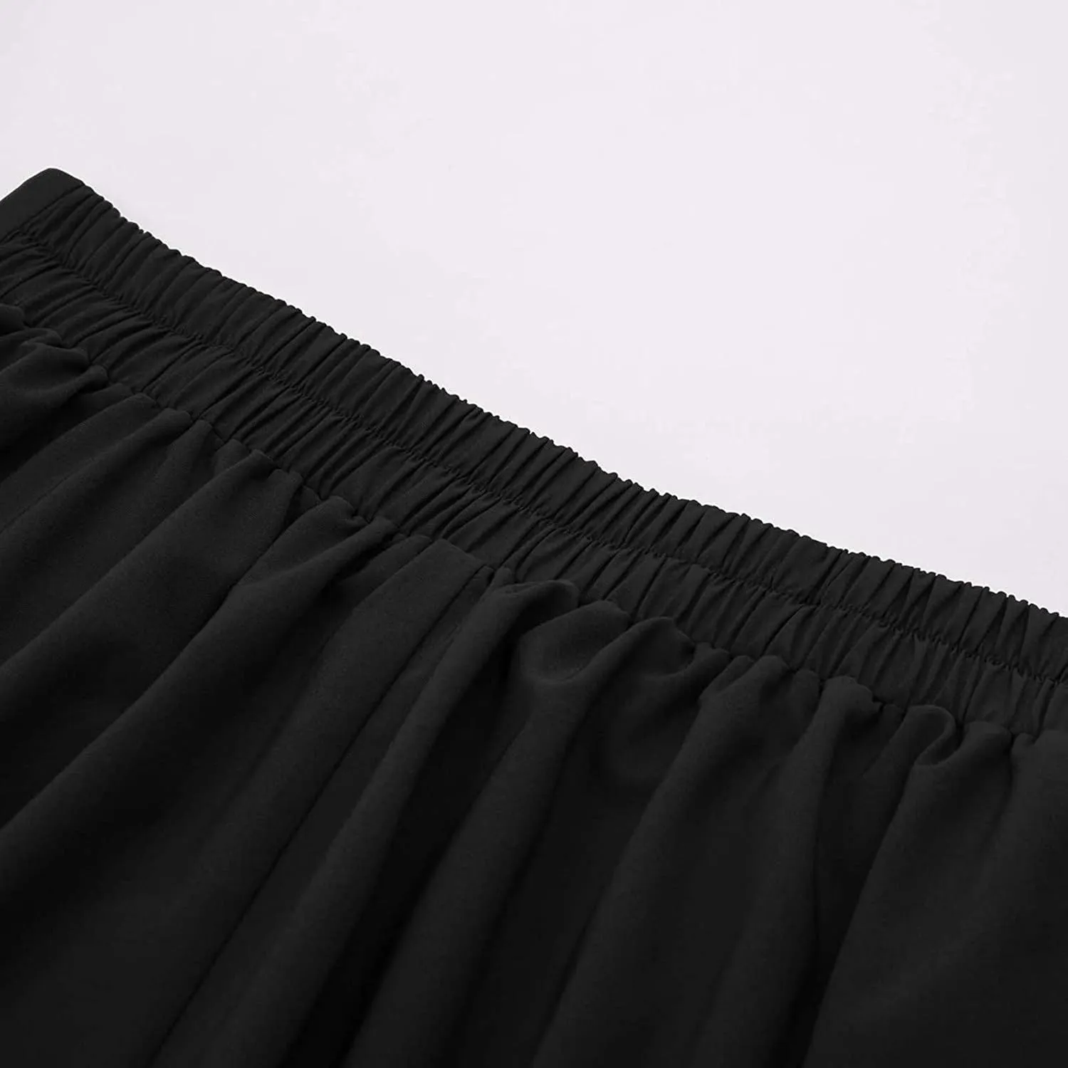 Uillui Womens Casual Stretchy Midi Skirt Vintage Button Elastic High Waisted Pleated A-Line Skirts Elegant Below Knee Skirt