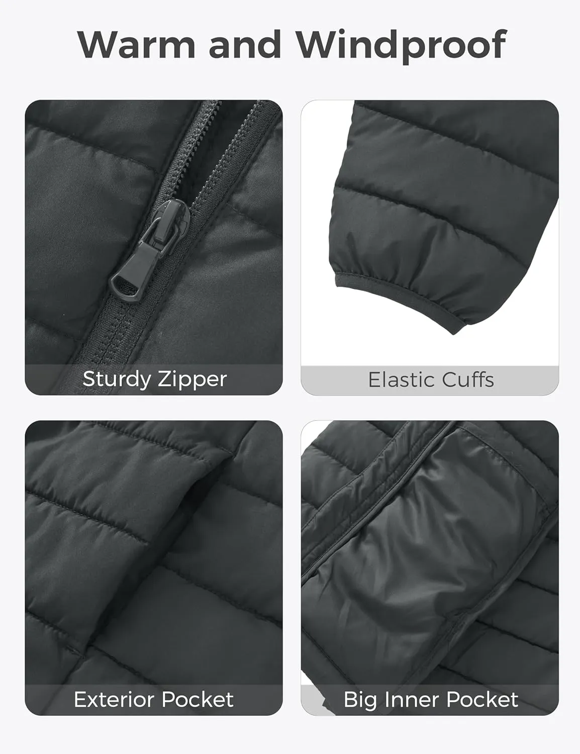 wantdo Boy's Light Puffer Jacket Packable Winter Jacket Windproof Hooded