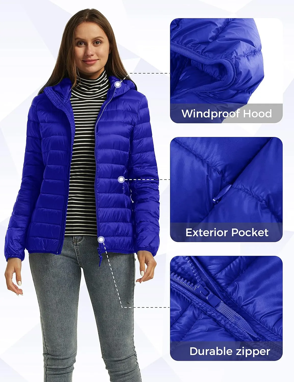 Wantdo Women's Hooded Packable Ultra Light Weight Short Down Jacket