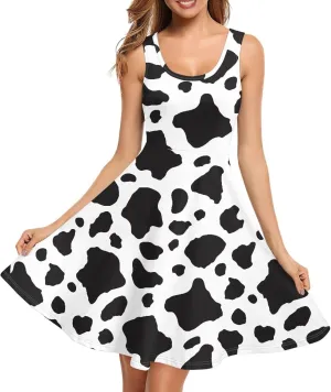 Women Casual Dresses Beach Cover Up Stretchy Sun Dress Sleeveless Swing Dresses with Pockets Holiday Party Dress