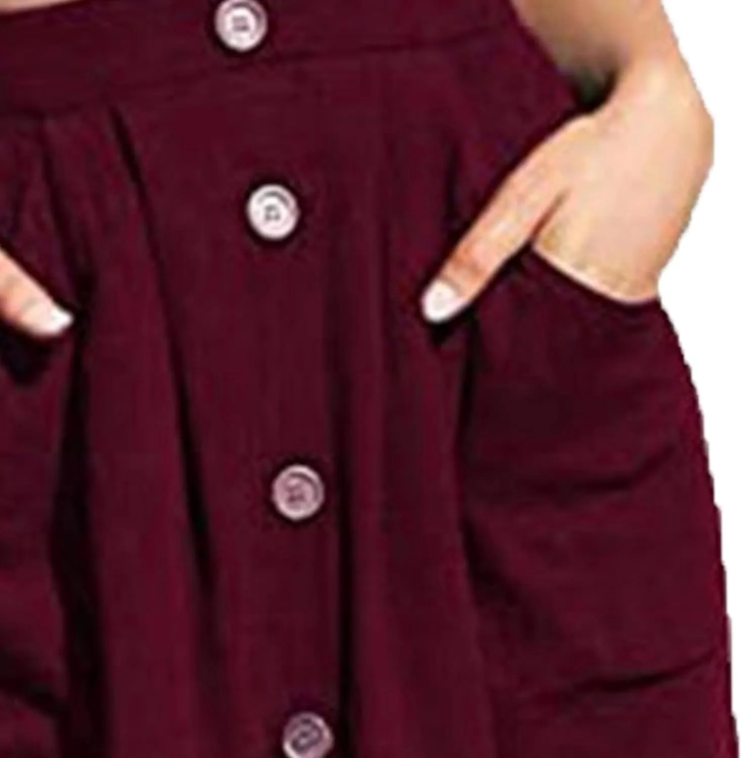 Women's High Waist Midi Skirt Vintage Elastic A-Line Pleated Button Front Skirts Casual Stretchy Skirts with Pockets