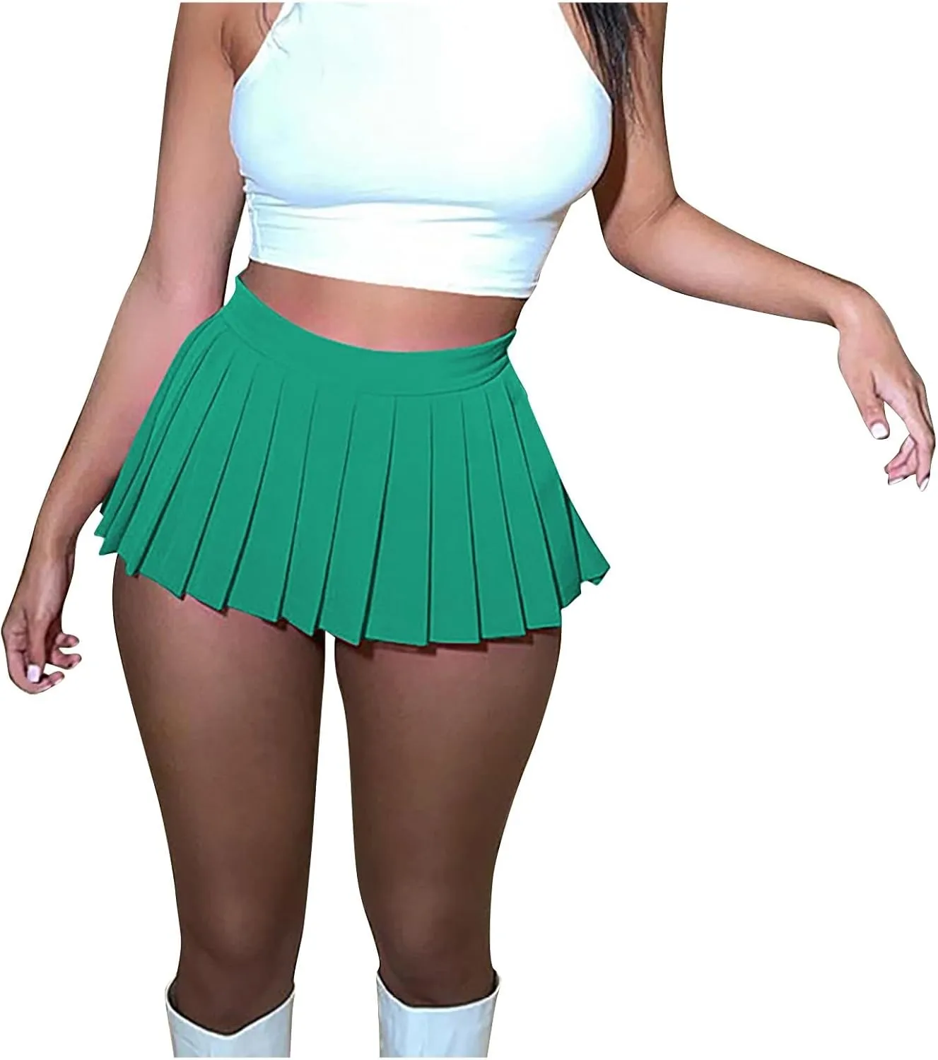 Women's Mini Pleated Skirts Sexy Club Y2k High Waist Stretchy Tennis Skater A-line Skirt School Uniform Mini Skirts